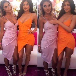 Lilac purple Kylie Jenner PLT wrap mini dress US 6